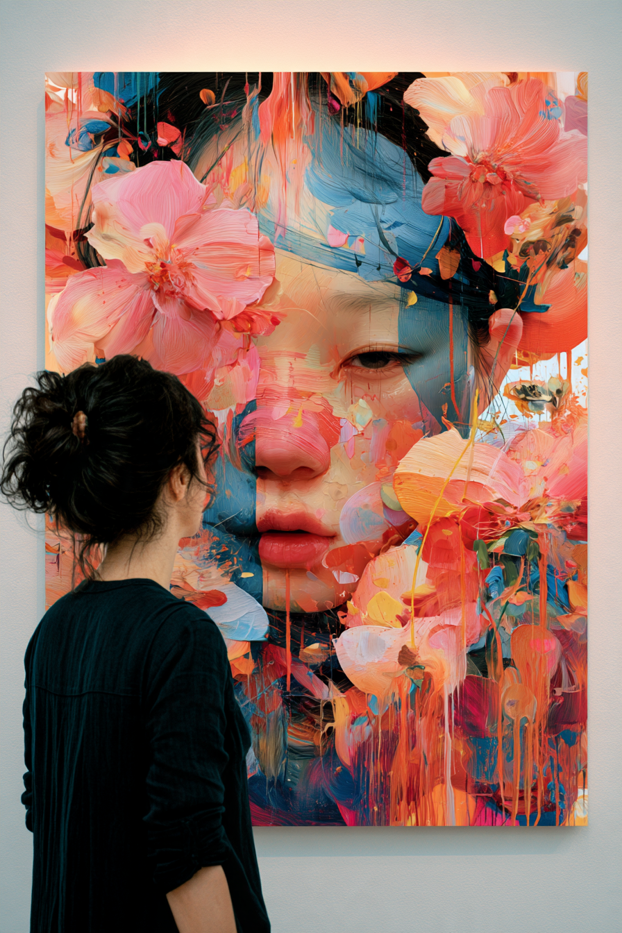 Charlotte Brown in front of her work